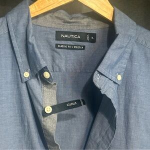 Nautica Men's Classic Fit Stretch Button-Down Shirt - Blue new with tag